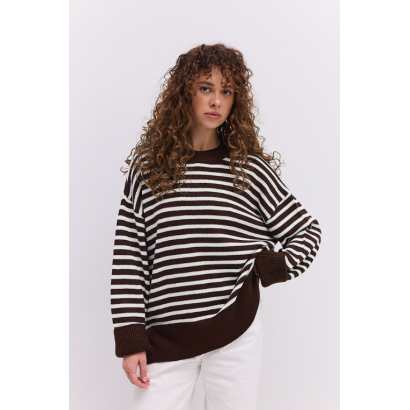 Жіночий смугастий светр oversize – під лосини, джинси та штани, базова модель one size